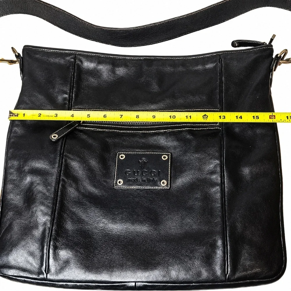 GUCCI Supreme Hysteria Black Leather Oversized Messenger Bag